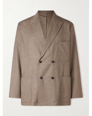 Kaptain Sunshine Take Easy Double-Breasted Wool-Gabardine Suit Jacket - Brown