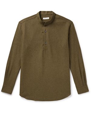 Loro Piana Elia Grandad-Collar Virgin Wool And Cashmere-Blend Shirt - Green