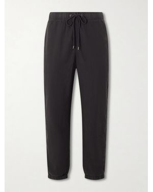 James Perse Straight-Leg Linen-Blend Canvas Drawstring Trousers - Black