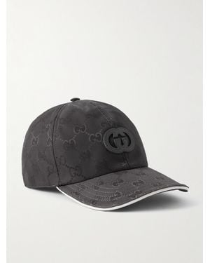Gucci Baseballkappe aus Nylon-Jacquard mit Logoapplikation - Schwarz