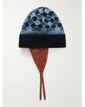 Dries Van Noten Marvin Wool-Jacquard Beanie - Blue