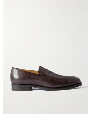 Majordome M08 Cross-grain Leather Penny Loafers - Brown