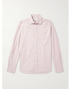 Hartford Paul Striped Cotton-Poplin Shirt - Pink