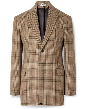 Loewe Prince Of Wales Checked Wool-tweed Blazer - Natural