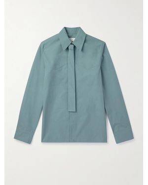 Jil Sander Cotton-Poplin Shirt With Tie - Blue