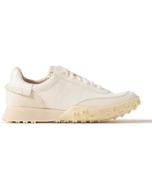 Visvim Hospoa Fringed Leather-Trimmed Suede Sneakers - White