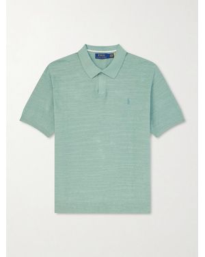 Polo Ralph Lauren Logo-embroidered Cotton And Linen-blend Polo Shirt - Green