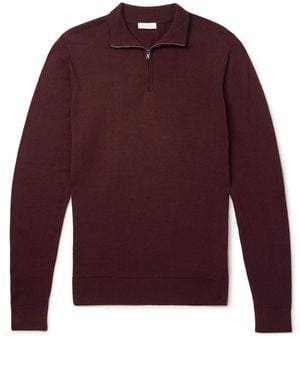 Sunspel Slim-Fit Wool Half-Zip Sweater - Red