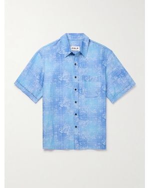 CDLP Printed Lyocell And Linen-Blend Shirt - Blue