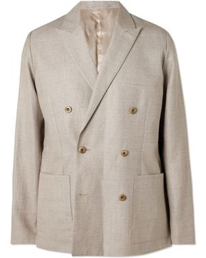 NN07 Jordin 10027 Double-Breasted Linen And Wool-Blend Blazer - Natural