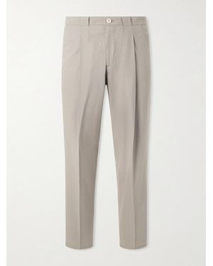 Brunello Cucinelli Straight-leg Pleated Cotton-twill Trousers - Natural