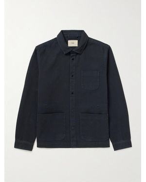 Folk Assembly Garment-dyed Cotton-twill Overshirt - Blue