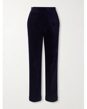 Tom Ford Atticus Straight-Leg Cotton-Blend Velvet Suit Trousers - Blue