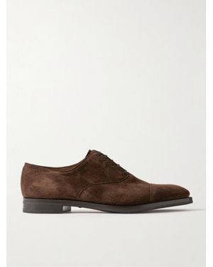 John Lobb City Ii Cap-Toe Suede Oxford Shoes - Brown