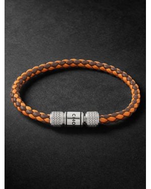 Chopard Classic Racing Woven Leather And-Tone Bracelet - Nero