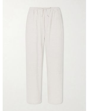 A Kind Of Guise Samurai Straight-leg Linen And Silk-blend Drawstring Trousers - White