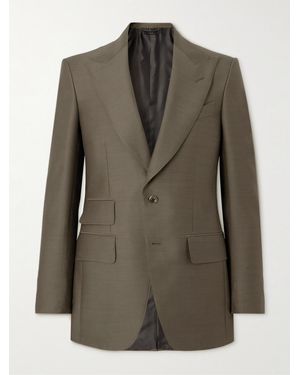 Tom Ford Wool And Silk-Blend Suit Jacket - Green