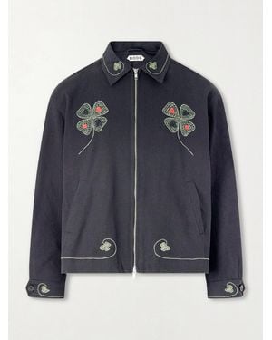 Bode Lucky Draw Embroidered Cotton-Twill Blouson Jacket - Blue