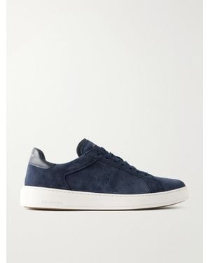 J.M. Weston On Time Leather-Trimmed Suede Trainers - Blue