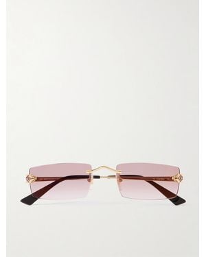 Cartier Panthère De Cartier Rimless Rectangular-frame Gold-tone Sunglasses - Natural