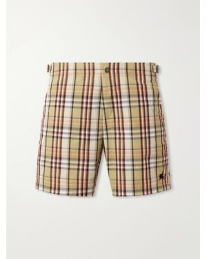 Burberry Selkirk Checked Crinkled Swim Shorts - White