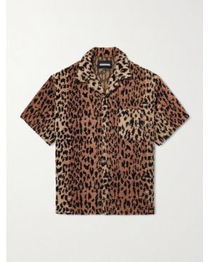 Neighborhood Hippopotamus Leopard-Print Cotton-Blend Terry Shirt - Brown