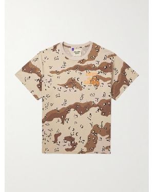 GALLERY DEPT. Logo-print Camouflage-print Cotton-jersey T-shirt - Natural