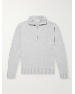 Inis Meáin Wool and Linen-Blend Half-Zip Sweater - Weiß