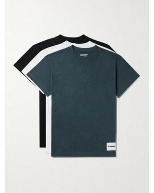 Jil Sander Set Of Three Organic Cotton-Jersey T-Shirts - Blue