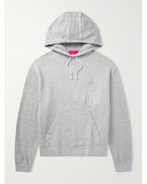 The Elder Statesman Daily Logo-Embroidered Cotton And Cashmere-Blend Hoodie - Grey