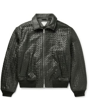 Bottega Veneta Intrecciato Leather Blouson Jacket - Green