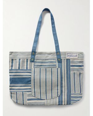 RRL Naval Patchwork Striped Denim Tote Bag - Blue