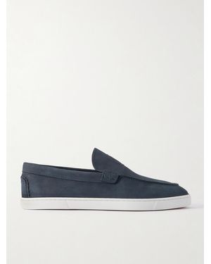 Christian Louboutin Moonboat Leather Boat Shoes - Blue