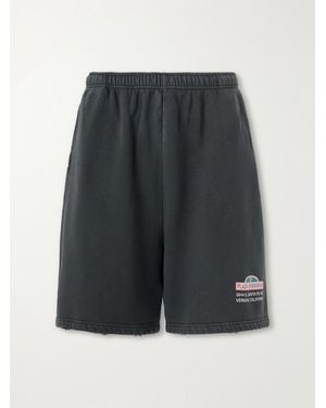 Willy Chavarria Straight-Leg Printed Cotton-Jersey Shorts - Gray