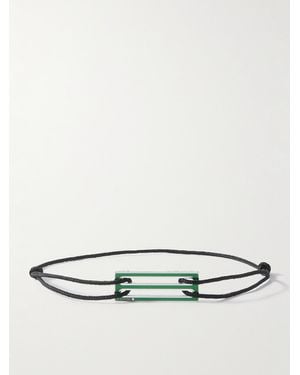 Le Gramme Le 2.5g Armband aus Kordel mit Detail aus Sterlingsilber und Emaille - Grün