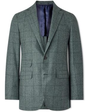 Sid Mashburn Virgil Checked Wool, Cotton And Cashmere-blend Blazer - Blue