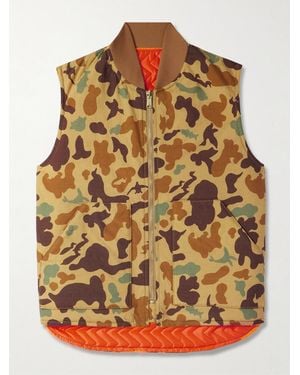 Beams Plus Reversible Camouflage-Print Padded Shell Gilet - Natural