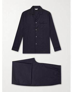 Derek Rose Paris 17 Cotton-Poplin Pyjama Set - Blue