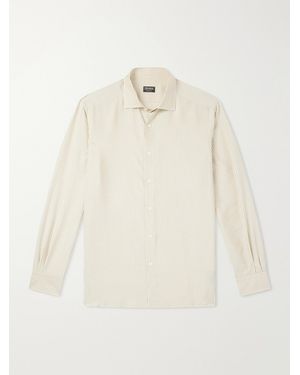 ZEGNA Striped Silk Shirt - Natural