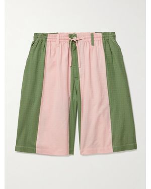 Kardo Milo Straight-Leg Striped Cotton-Jacquard Drawstring Shorts - Pink