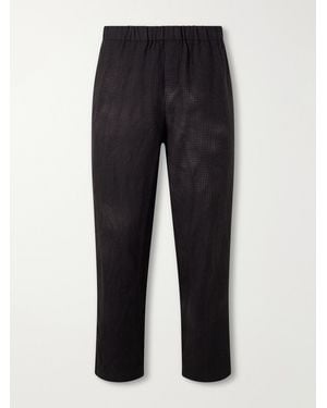 Barena Straight-Leg Garment-Dyed Houndstooth Wool Trousers - Blue