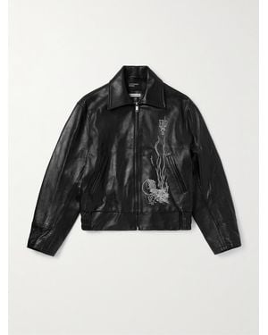 Enfants Riches Deprimes Arcane 17 Embroidered Leather Jacket - Black