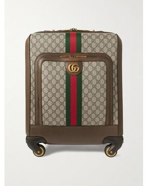 Gucci Savoy Leather-Trimmed Printed Coated-Canvas Suitcase - Metallizzato