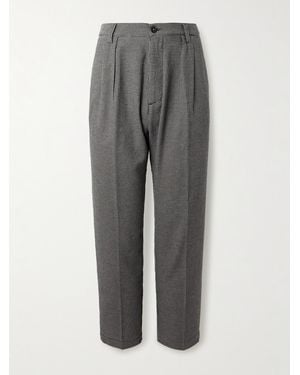 Massimo Alba Stan Straight-Leg Pleated Houndstooth Cotton Pants - Grey