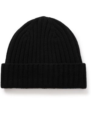 MR P. Cairn Ribbed Cashmere Beanie - Black