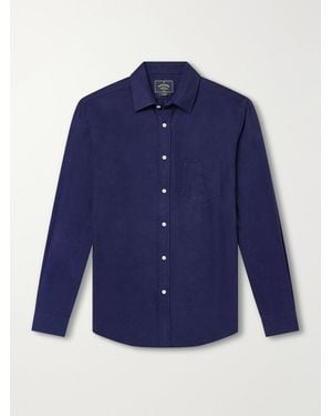 Portuguese Flannel Teca Brushed Cotton-Twill Shirt - Blue