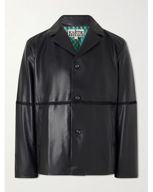 Kartik Research Embroidered Leather Jacket - Black