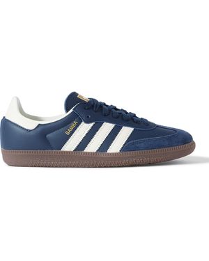 adidas Originals Samba Og Suede-Trimmed Leather Sneakers - Blue
