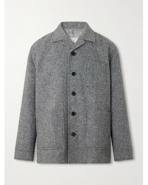 Valentino Garavani Vlogo-embellished Mélange Virgin Wool Blouson Jacket - Grey