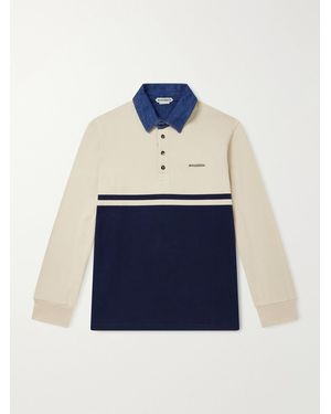 JW Anderson Contrast Collar Colour-Block Cotton-Jersey Polo Shirt - Blue